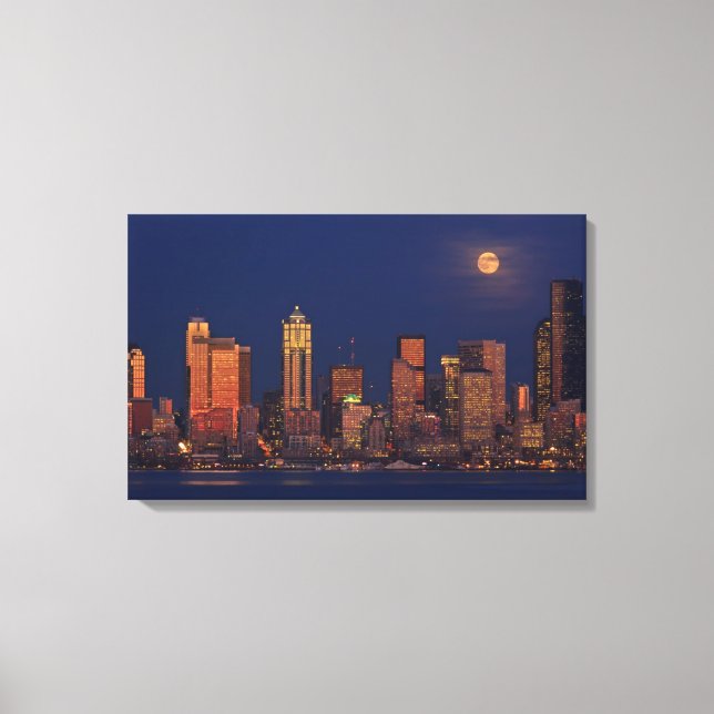 Toile Pleine lune au-dessus de la ligne d'horizon du cen (Recto)