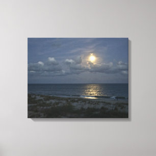 Toile Pleine lune au-dessus d'océan