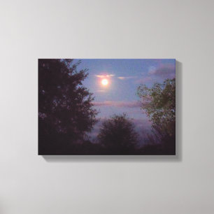 Toile pleine lune de loup se levant