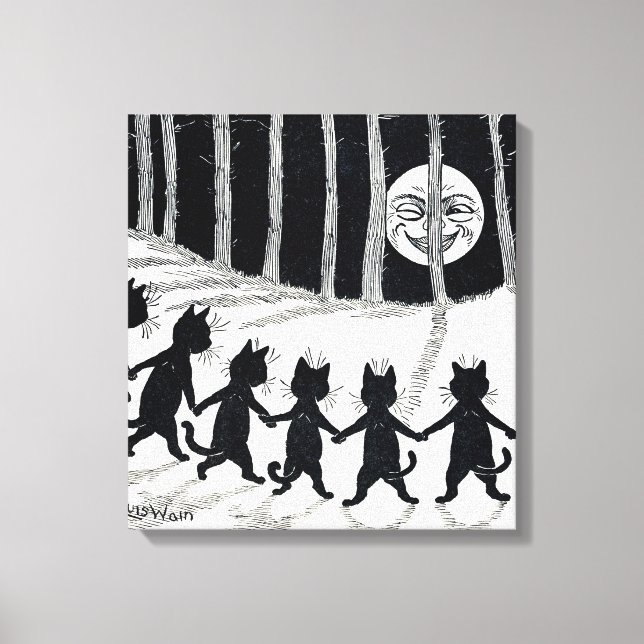 Toile Pleine lune et chats, Louis Wain (Recto)