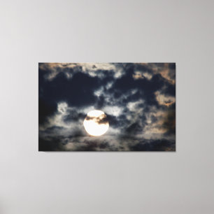 Toile Pleine lune lumineuse avec nuages