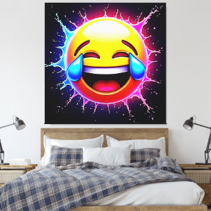 Toile Plongeon de Joie : Art Emoji Rieur
