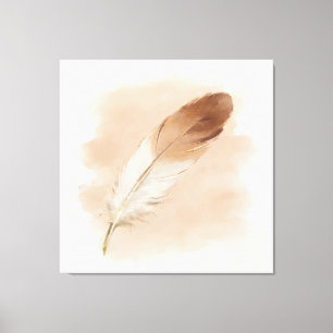 Toile Plume de peinture marron neutre 3D minimaliste