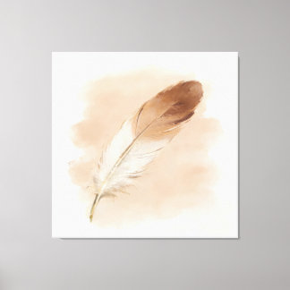 Toile Plume de peinture marron neutre 3D minimaliste