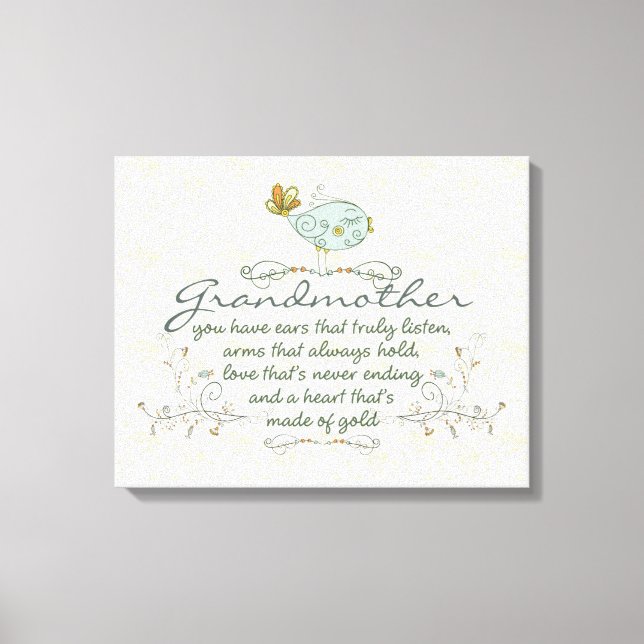 Toile Poème grand-mère aux oiseaux (Recto)