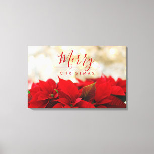 Toile Poinsettias rouges avec Golden Bokeh Noël