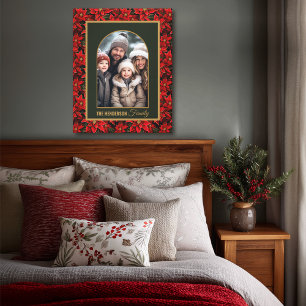 Toile Poinsettie de Noël Rouge Photo personnalisée