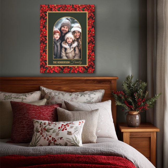 Toile Poinsettie de Noël Rouge Photo personnalisée (Créateur téléchargé)
