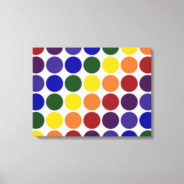 Toile Pois arc-en-ciel en blanc (Recto)