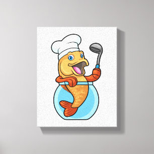 Toile Poisson en verre comme cuire avec cuillère à soupe