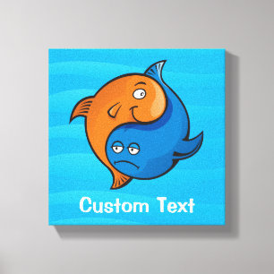 Toile Poisson Yin Yang Dessin Animé