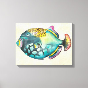 Toile Poissons bleus et pourpres d'aquarium