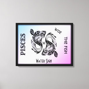 Toile Poissons Zodiac Signe et Symbole Enveloppé Canvas