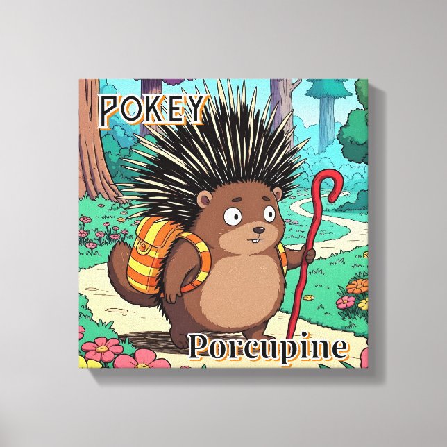 Toile Pokey Porcupine  |  Art pour la nurserie de dessin (Recto)