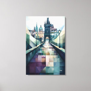 Toile Pont Abstrait de Prague Géométrique Skyline Charle