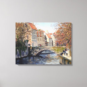Toile Pont Ancien Charmant sur un Canal dans le Scénique