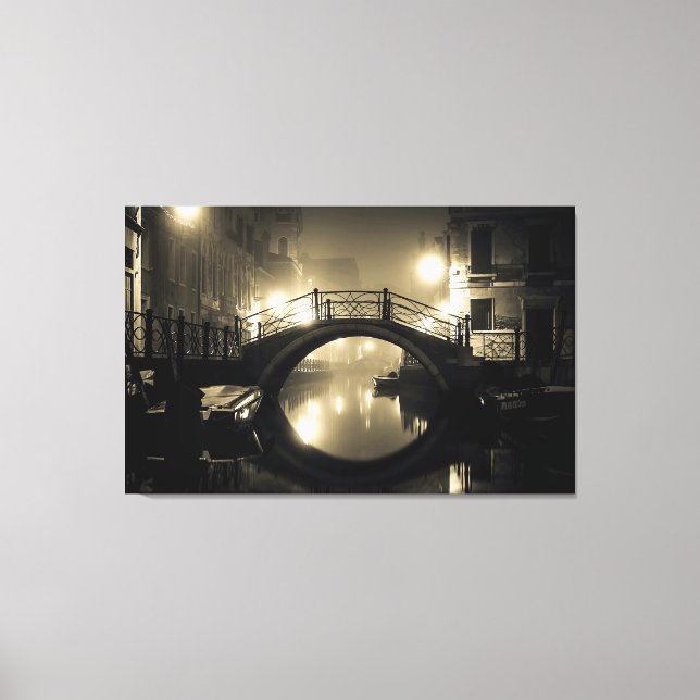 Toile Pont Arché Romantique Foggy reflété crépuscule (Recto)
