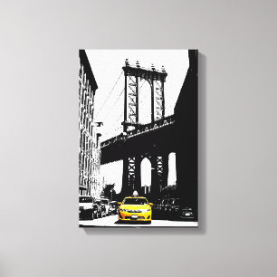 Toile Pont Nyc New York City Yellow Taxi Brooklyn