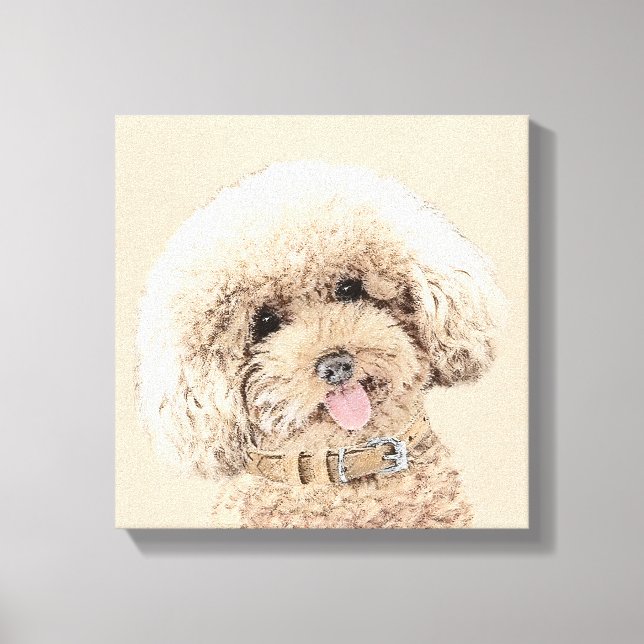 Toile Poodle Miniature Toy Apricot Crème Chien Brown Art (Recto)