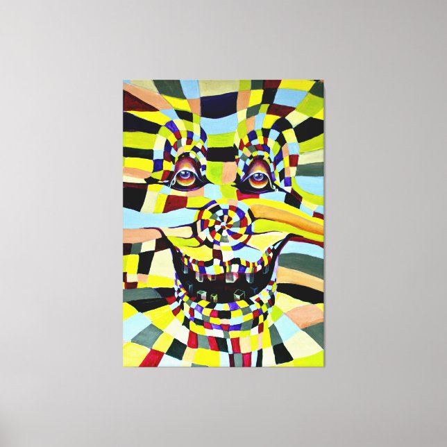 Toile Pop Surréalisme Aquarelle Contemporary Clown Joker (Recto)