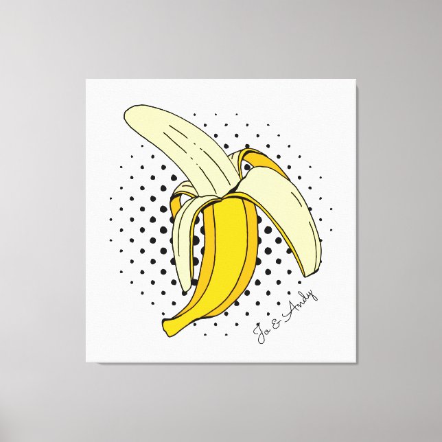 Toile Popart Peeling Fruit banane sur les points demi-te (Recto)