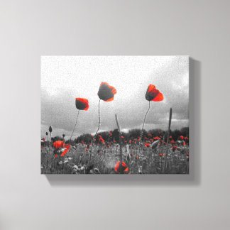 Toile Poppies en noir, blanc et rouge