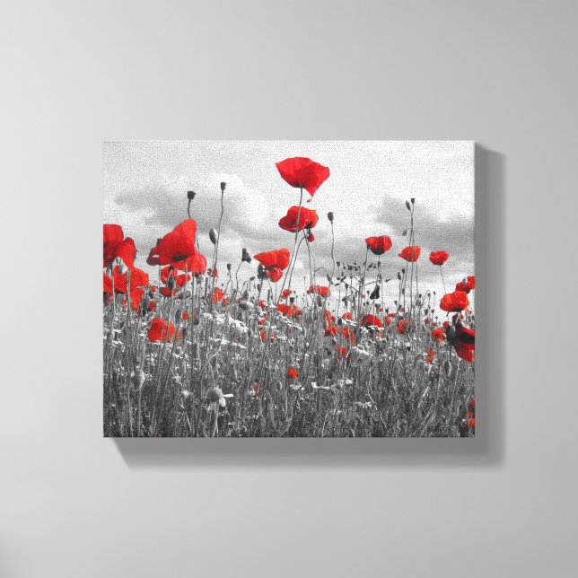 Toile Poppies Noir, Blanc et Rouge (Recto)