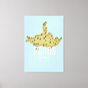 Toile Poros Carte grecque Affiche de voyage illustrée