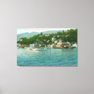 Toile Port avec yachts et bateaux à voile