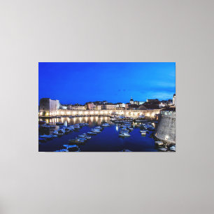 Toile Port et murs de Dubrovnik illuminés la nuit