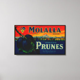 Toile Portland, étiquette de pruneau d'OregonMolalla