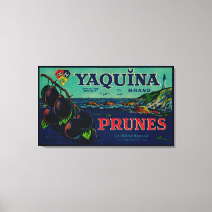 Toile Portland, étiquette de pruneau d'OregonYaquina