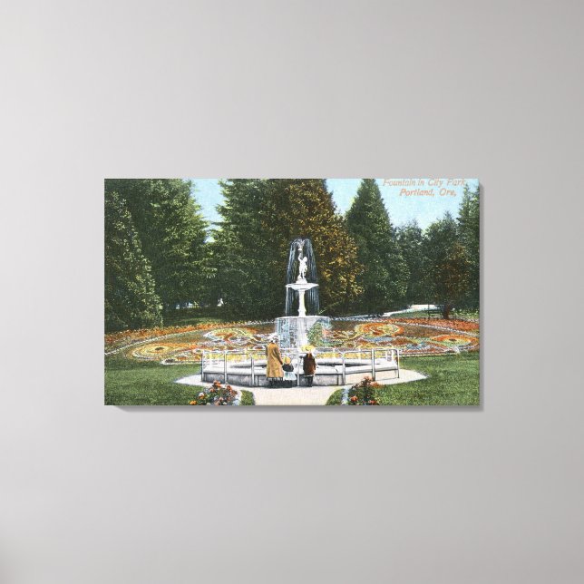 Toile Portland, Oregon City Park Vue de la fontaine (Recto)