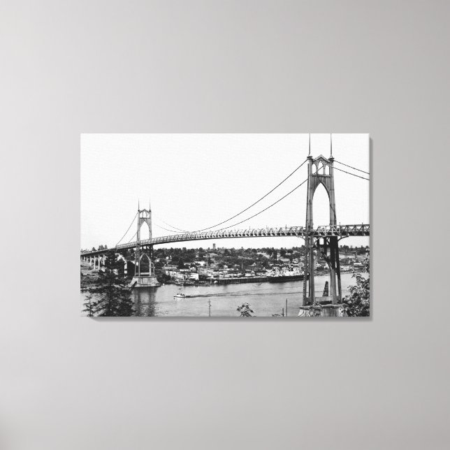 Toile Portland, OU Vue du pont St. John sur (Recto)