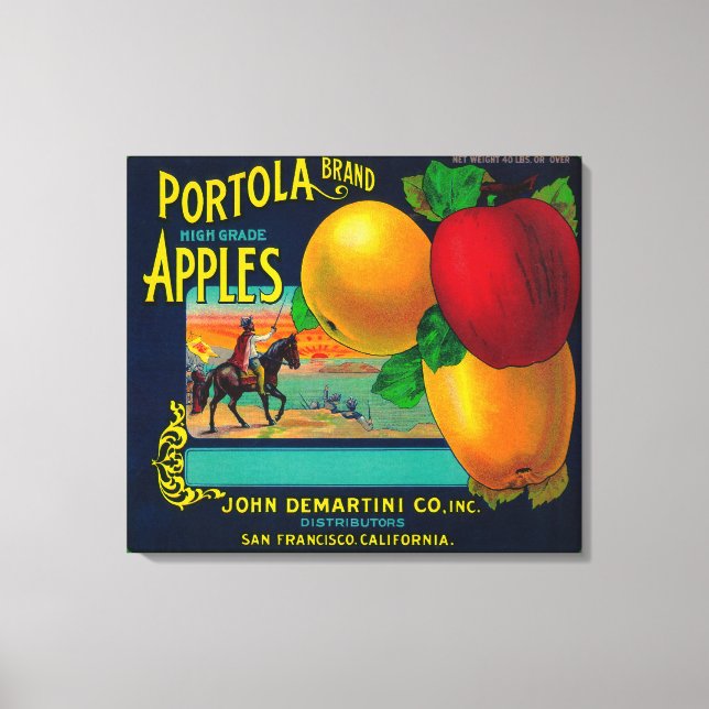 Toile Portola Apple Étiquette Crate (Recto)