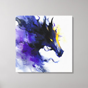 Toile Portrait abstrait aquarelle cheval noir
