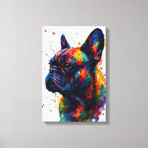 Toile Portrait Abstrait de Bouledogue Français – Style S