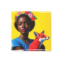 Portrait africain fille & renard
