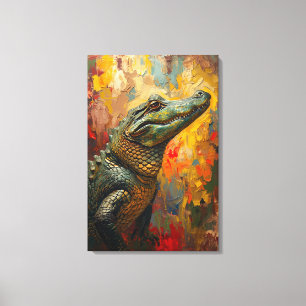 Toile Portrait Artistique d'Alligator – Peinture à l'Hui