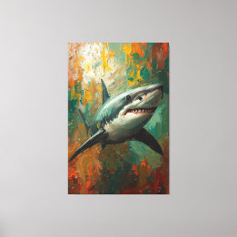 Toile Portrait artistique de requin Vibrant peinture à l
