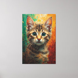 Toile Portrait Artistique Kitten - Peinture à l'huile vi