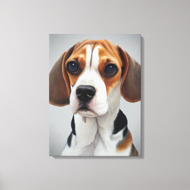 Toile Portrait beagle Gouache Art (Recto)