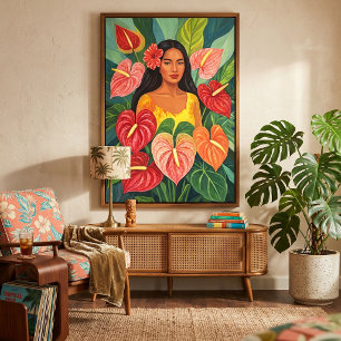 Toile Portrait botanique d'Anthurium tropical Wahine