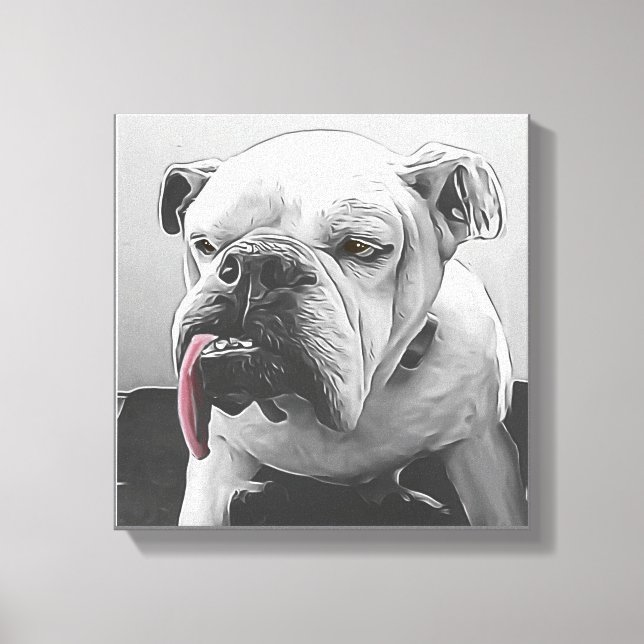 Toile Portrait d'animal de compagnie de bulldog blanc no (Recto)