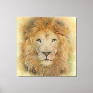 Toile  Portrait d'aquarelle du lion d'Afrique