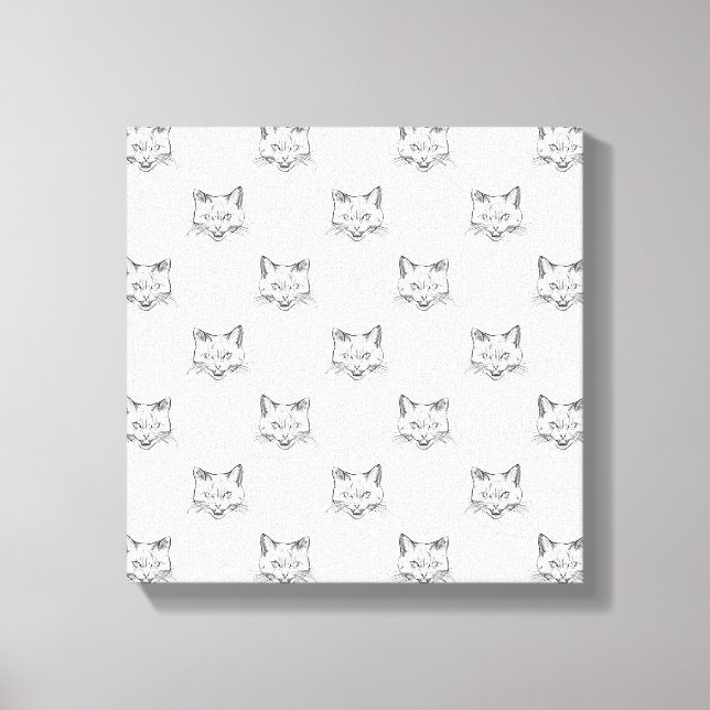 Toile Portrait de chat Abstrait Croquis noir blanc desig (Recto)