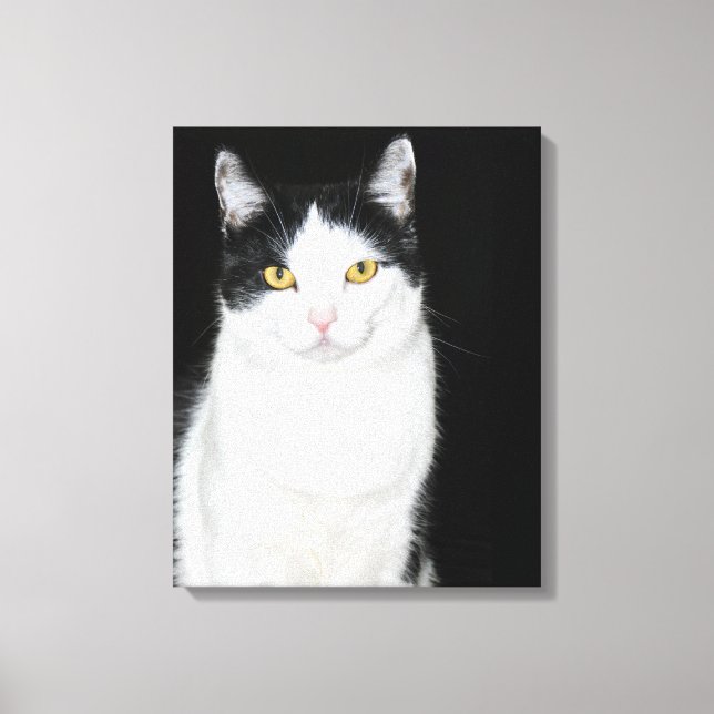 Toile Portrait de chat noir et blanc (Recto)