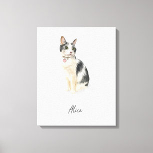 Toile Portrait de chat personnalisé à l'aquarelle