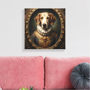 Toile Portrait de chien Noble Renaissance dans cadre Vin