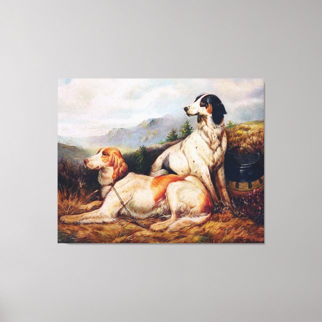 Toile Portrait de chiens de chasse vintages (Recto)